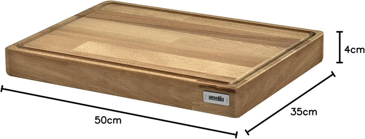 AUSONIA - 66441 FLEISCHER-SCHNEIDEBRETT BUCHENHOLZ-SCHNEIDEBRETT 50x35x4 MIT MIT GUMMIFÜSSEN