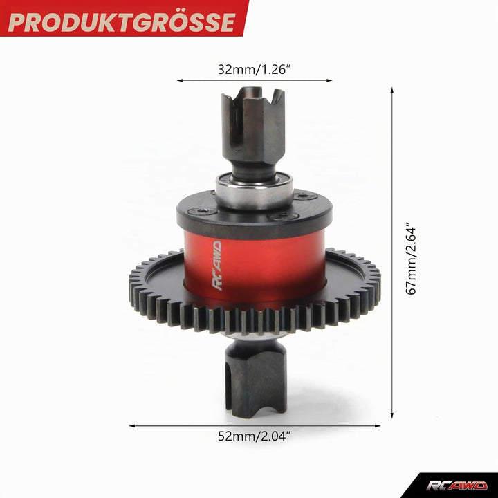 RCAWD Aluminium Center Diff Set, mit 40CrMo Hauptdiff-Getriebe 50T SPIRAL für Arrma 1/7 1/8 6S RTR H