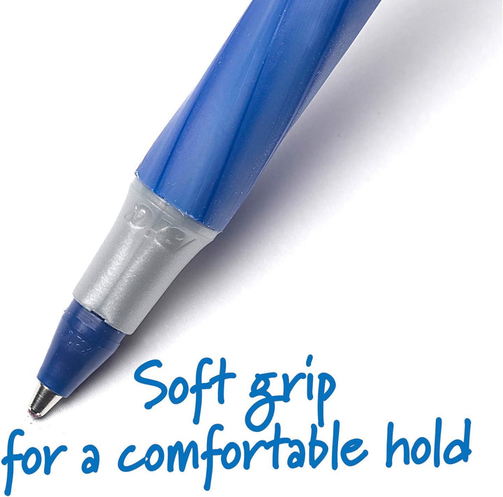 Ultra Round Stic Grip Ballpoint Stick Pen, Blue Ink, Medium, Dozen