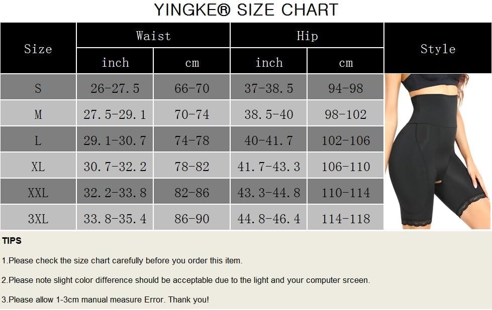 YINGKE Damen Miederpants Gepolstert Po Push Up Butt Lifter Miederhose Kontrolle Shapewear Figurforme