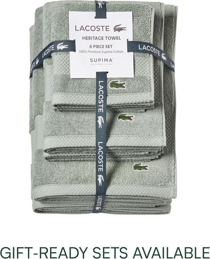 Lacoste Heritage Supima Badetuch, Baumwolle, Aloe, 76,2 x 137,2 cm Bath Towel 30x54 Aloe, Bath Towel