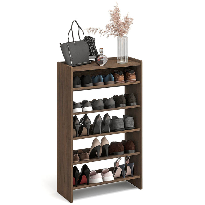 KOMTO Schuhregal Schmal - Schuhablage Flur mit 5 Ebenen Offener Schuhschrank Schuh Organizer Platzsp
