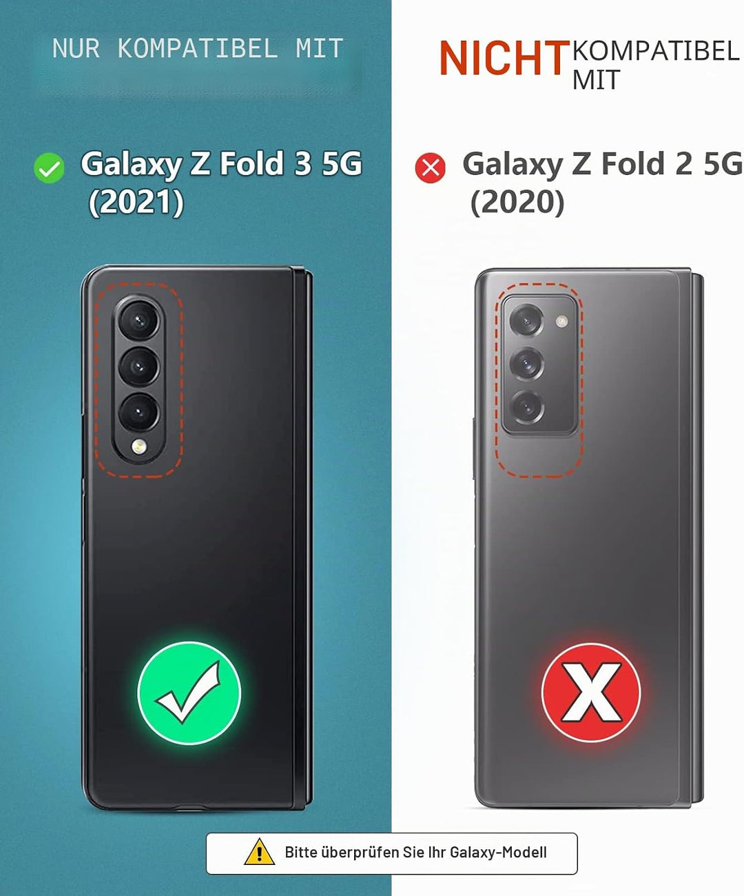 OCASE Hülle Samsung Galaxy Z Fold 3 5G Handyhülle mit S Pen Halter [Premium PU Leder] [Kartenfach] C
