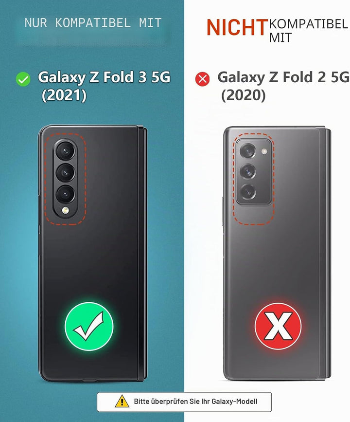 OCASE Hülle Samsung Galaxy Z Fold 3 5G Handyhülle mit S Pen Halter [Premium PU Leder] [Kartenfach] C