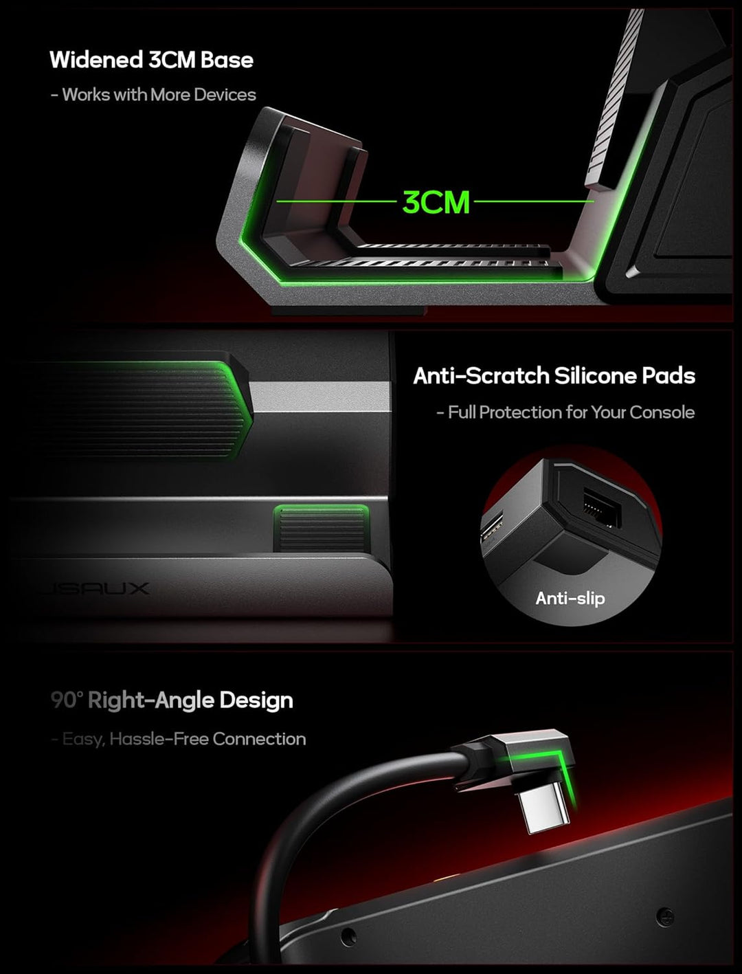 JSAUX Docking Station für Steam Deck, 5-in-1 Steam Deck Dock mit HDMI 2.0 4K@60Hz, Dual USB 2.0, 100