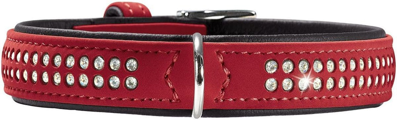 HUNTER SOFTIE DELUXE Hundehalsband, Kunstleder, glitzernde Strasssteine, 45 (S), rot 45 (S) rot, 45