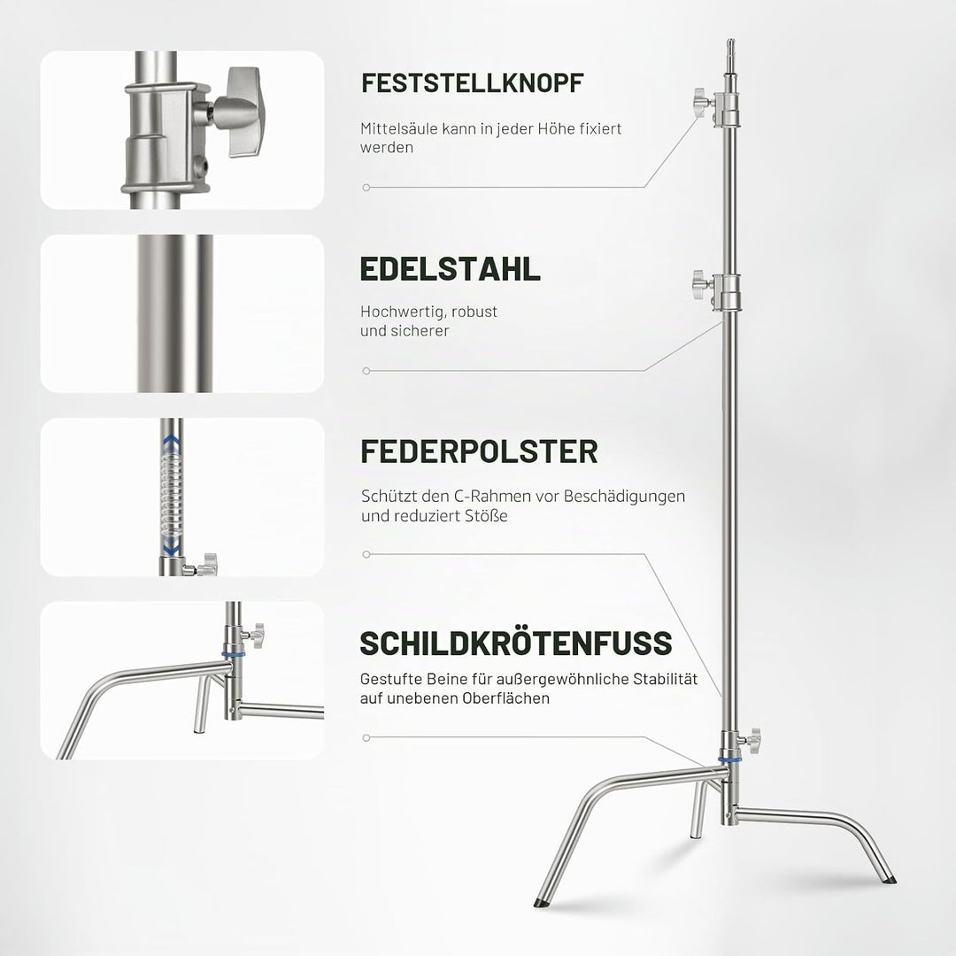 Neewer SC320Q SC320Q C-Ständer aus Edelstahl, strapazierfähig, mit Galgenarm, schnelle Einrichtung,