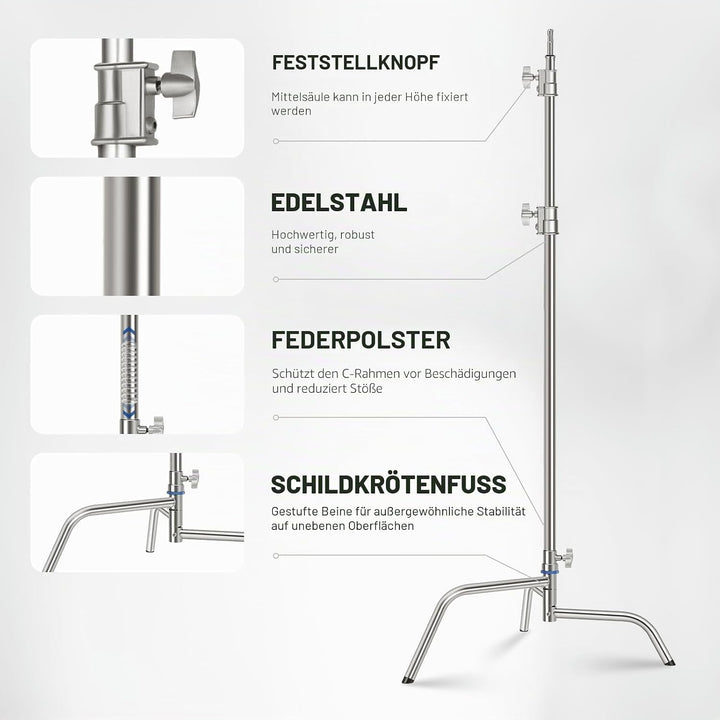Neewer SC320Q SC320Q C-Ständer aus Edelstahl, strapazierfähig, mit Galgenarm, schnelle Einrichtung,