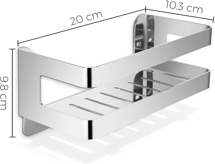 QL Duschregal,Badregale aus Edelstahl SUS304,Wand-Organizer für Bad und Küche,Duschkorb 20 cm,Chrom