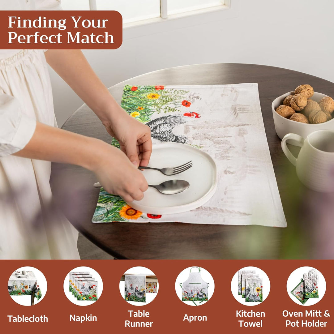 Maison d'Hermine Tischsets, 100% Baumwolle, 4er-Set, 33 cm x 48 cm, dekorative, waschbare Tischsets,