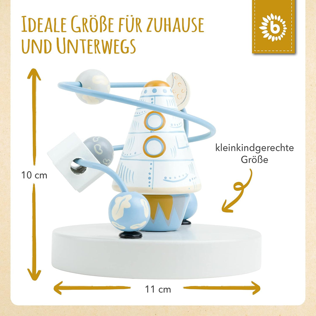 Bieco Motorikschleife Rakete | Motorikspielzeug ab 1 Jahr | Niedliches Labyrinth Spiel in Raketen De