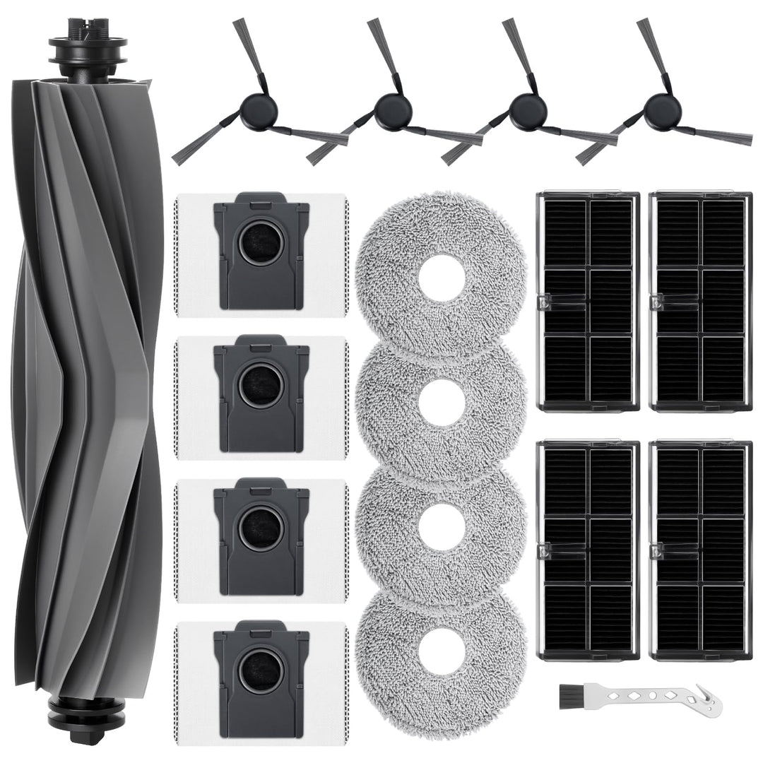 ZubehörSet für Mova E40 Ultra Saugroboter Ersatzteile. 1 Hauptbürste, 4 Hepa-Filter, 4 Wischer-pad,