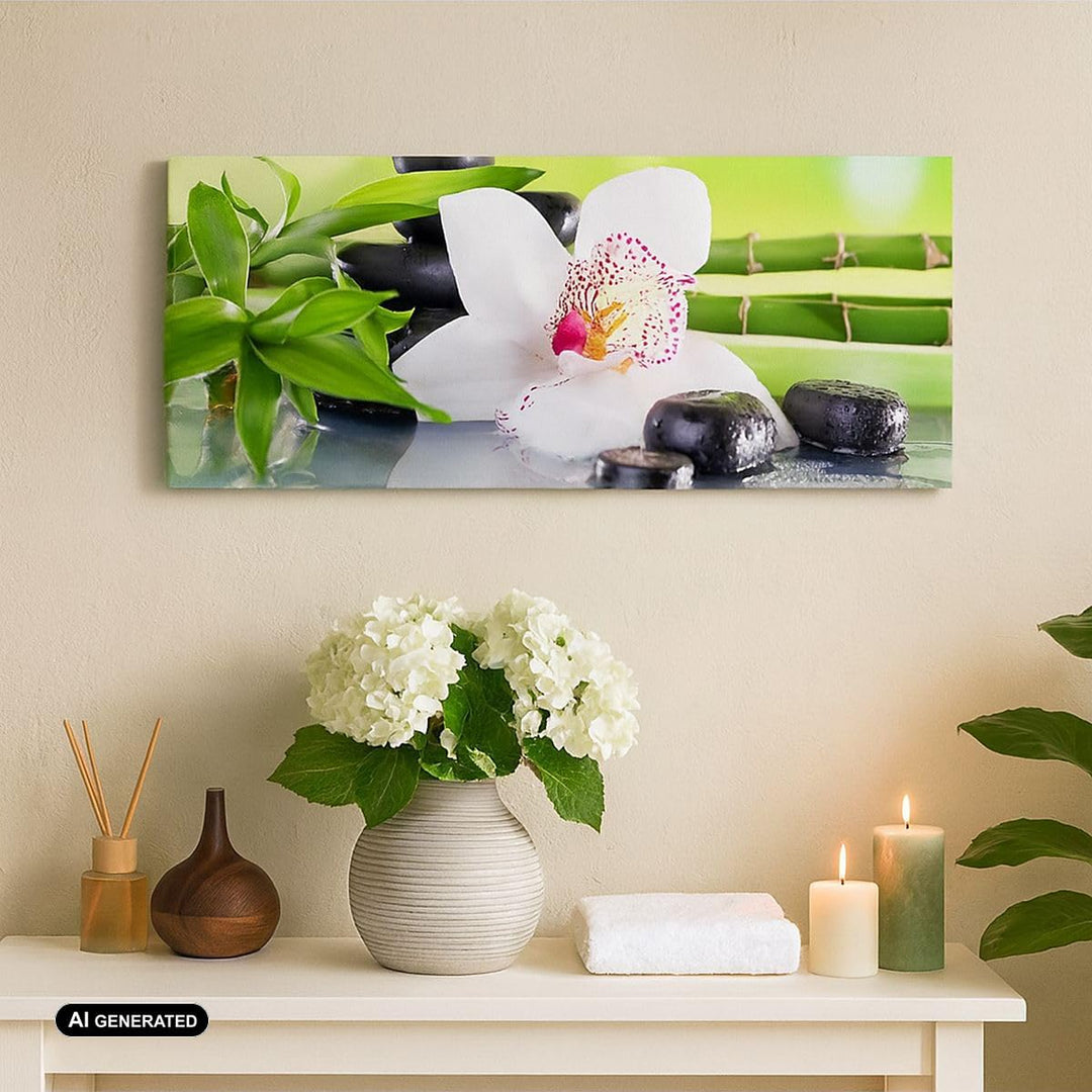 Panorama Bilder auf Leinwand 100x40cm Leinwandbild mit Rahmen blume orchidee Gross Wanddeko Bild Sch