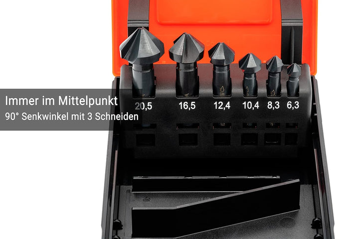 BAER HSSE-VAP 90° Kegelsenker-Satz 6,3-20,5 mm - für Edelstahl - Senker Set - Senkbohrer - Ansenker