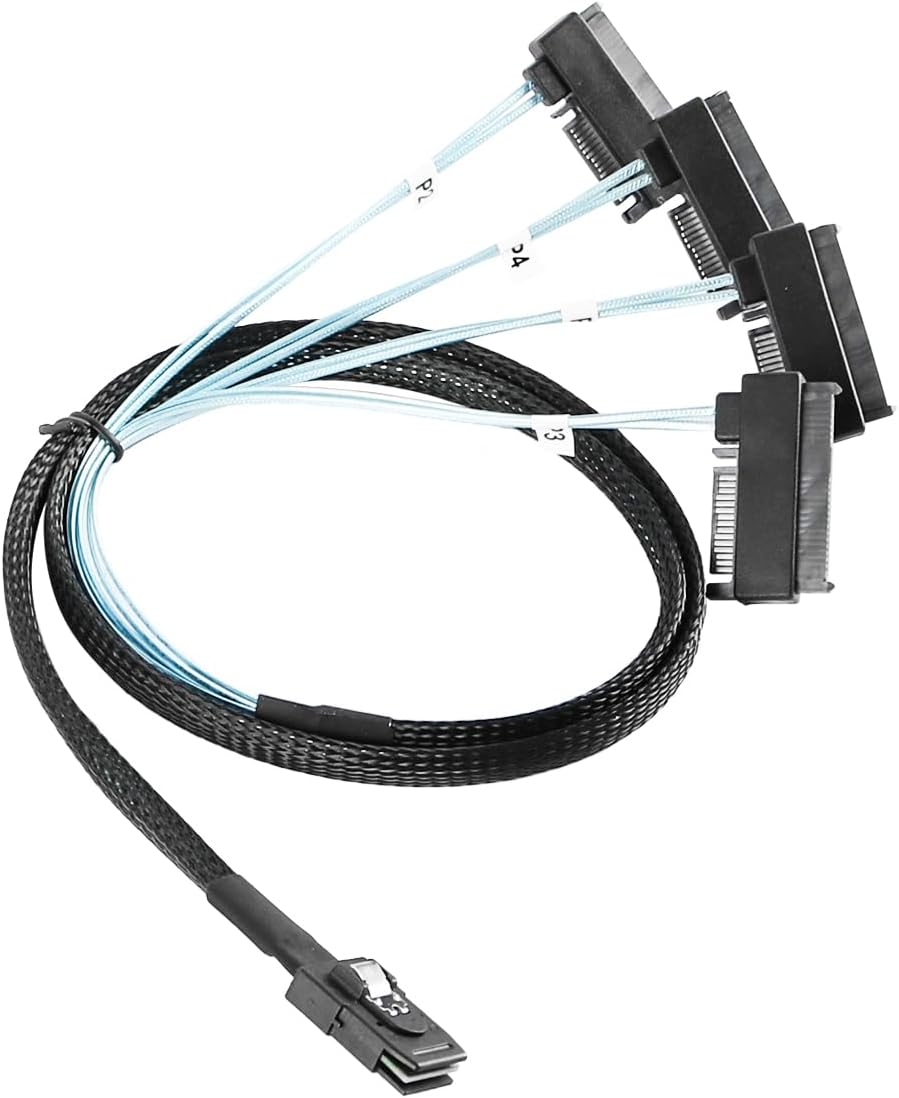 SFF-8087-Anschluss Mini SAS 36 SFF-8087 bis (4) SFF-8482-Anschlüsse mit SATA-Stromversorgung 1 m