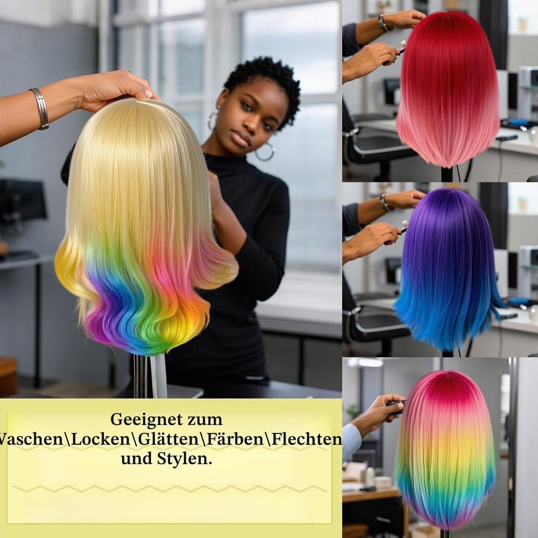 Mannequinkopf mit 100% Echthaar mit Verstellbarer Klemmhalterung fur Frisurendesign und Flechtibunge