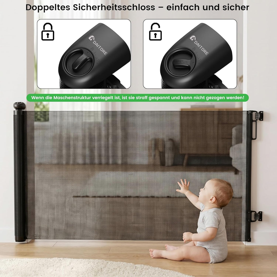Treppenschutzgitter Ausziehbar 0-140 cm, Baby Absperrgitter Kinderschutzgitter, Türschutzgitter für