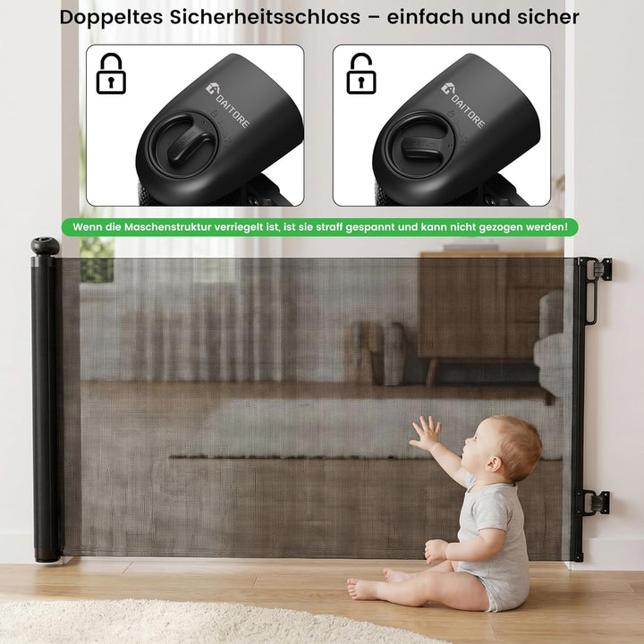 Treppenschutzgitter Ausziehbar 0-140 cm, Baby Absperrgitter Kinderschutzgitter, Türschutzgitter für