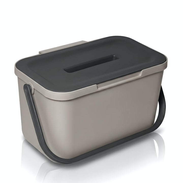 Biomülleimer Küche 4l, Hängmülleimer aus Kunststoff, klein, geruchsdicht, spülmaschinenfest, beige,