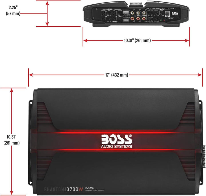 Boss Audio PV3700 Boss PHANTOM 3700 Watts 5Channel Power Amplifier Remote Subwoofer Level Control 37