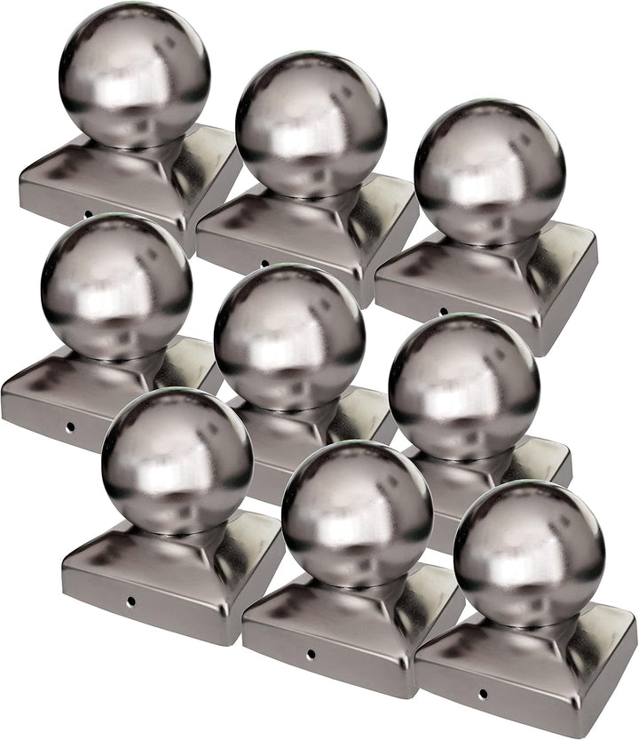 9 x Pfostenkappe Pyramide mit Kugel Edelstahl poliert für 90er Pfosten Pyramidenform Abdeckkappe Pfo