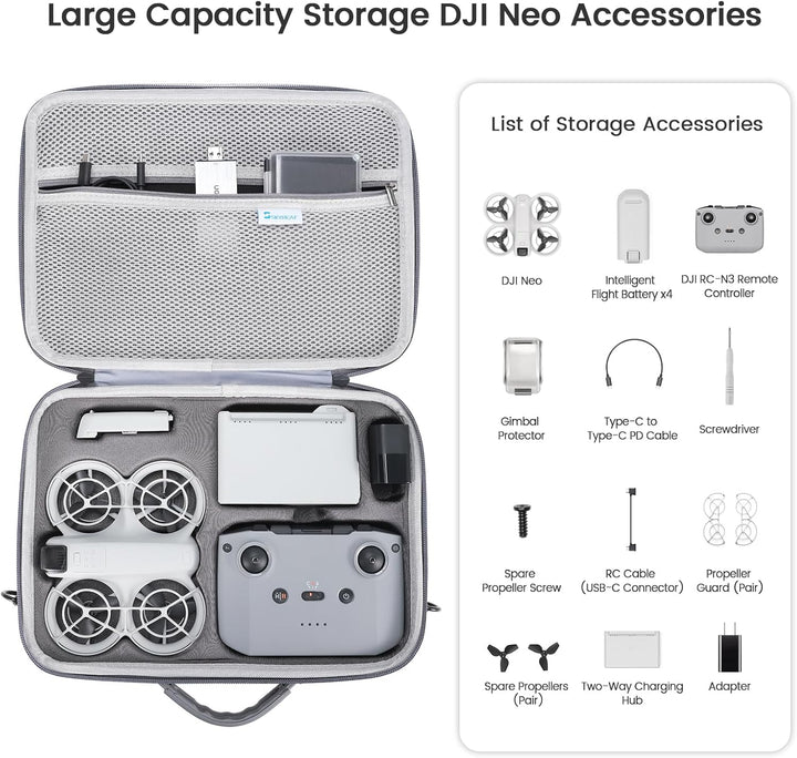 SKYREAT Neo Tasche, Tragbare Aufbewahrungs Tasche, Tragbare PU-Reisetasche für DJI Neo Fly More Comb