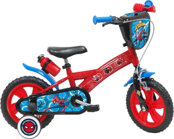 Atlas Jungen 12 Zoll Spiderman Fahrrad mit 1 Bremse, Dekorativer Frontplatte, Schlammschutz, Gehäuse