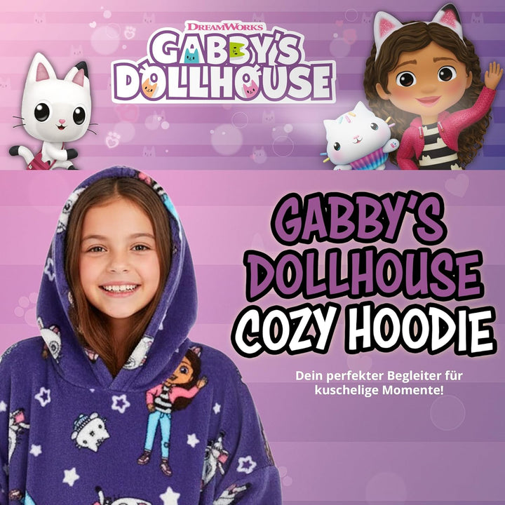 United Labels Gabby's Dollhouse Oversize Hoodie Decke mit Ärmeln und Kapuze für Mädchen, Lila, Kusch