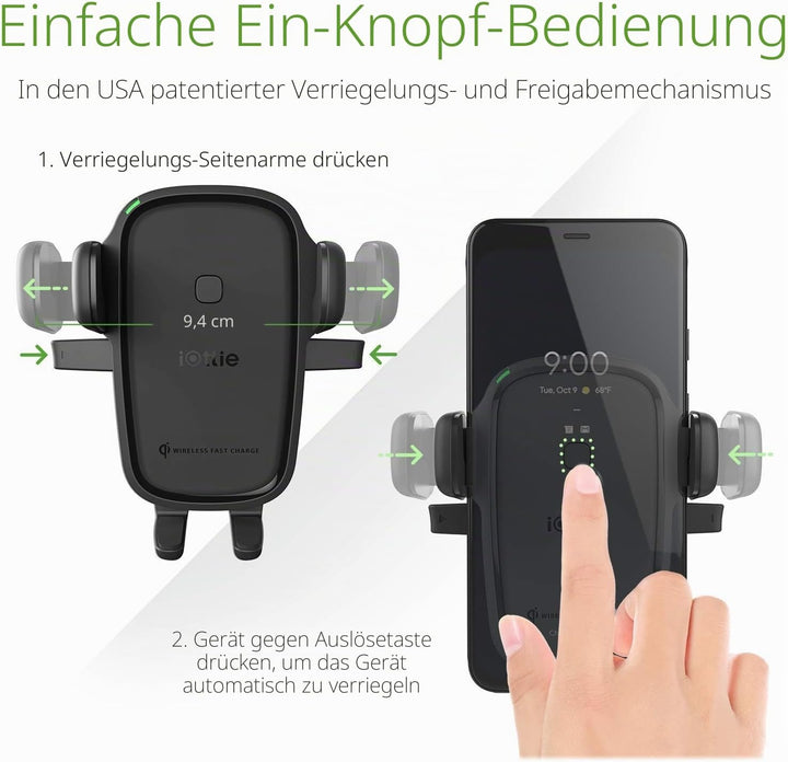 iOttie Easy One Touch Wireless 2Qi-Lade-CD-Steckplatz + Entlüftung für iPhone XS Max R 8 Plus 10 W f