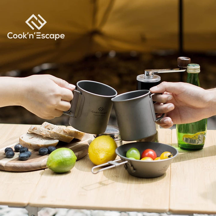 COOK'N'ESCAPE Titan Topf Hängender Topf Kochgeschirr mit klappbarem Deckelgriff Ultraleichter tragba