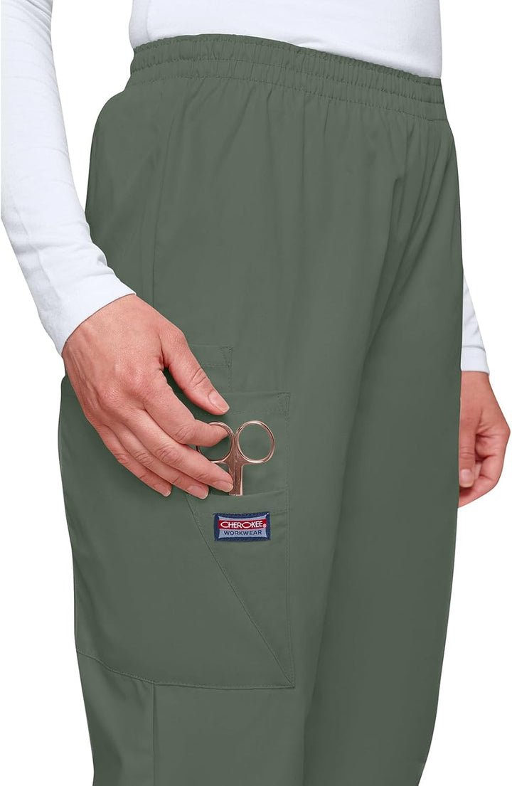 Cherokee Damen Workwear Cargo-Hose mit elastischer Taille Klassisch L Olivgrün, L Olivgrün