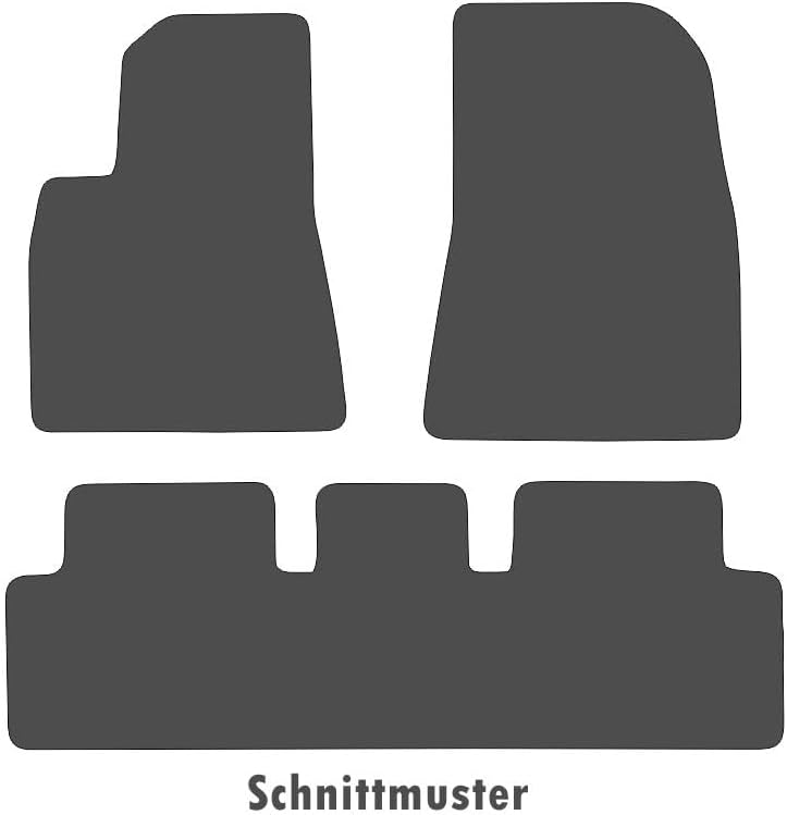 Fussmatten Tesla Model 3 Velours Original Qualität Autoteppich (Ziernaht Silber) Matten Set Automatt