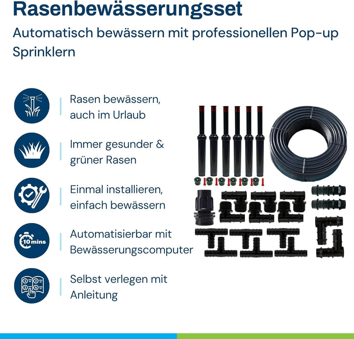 BluGarda - BluNature Pop-Up Bewässerungssprinkler für den Garten - Rasenbewässerung Sprinklersystem