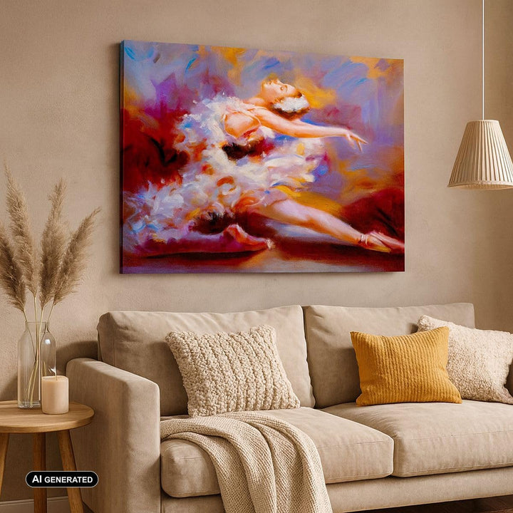 Bilder auf Leinwand Balletttänzer tanzen Leinwandbild mit Rahmen 70x50cm Wandbilder Dekoration Wohnz