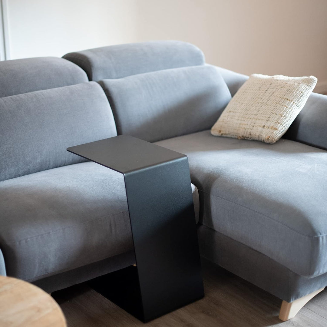 MILUKA Beistelltisch schwarz Metall 30 x 40 cm | Kleiner Tisch c Form ideal as Wohnzimmertisch, Couc