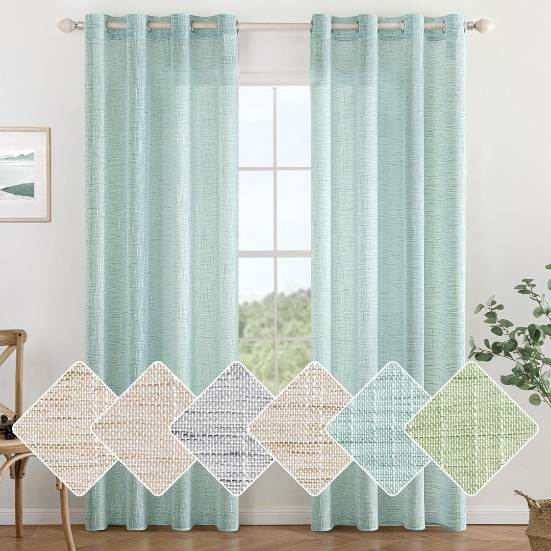 MIULEE Vorhang Gardinen Leinen mit ösen Voile Vorhänge Leinenoptik Gardinen Wohnzimmer Modern Fenste