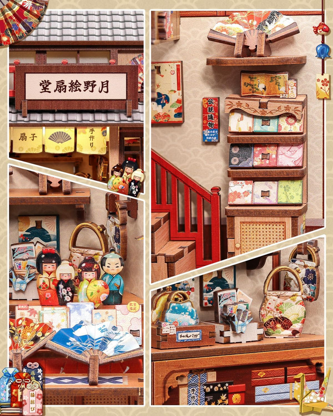 Book Nook Kit - Miniatur Puppenhaus mit LED: 3D Holz-Puzzle Buchstütze, Retro-Deko für Bücherregal,