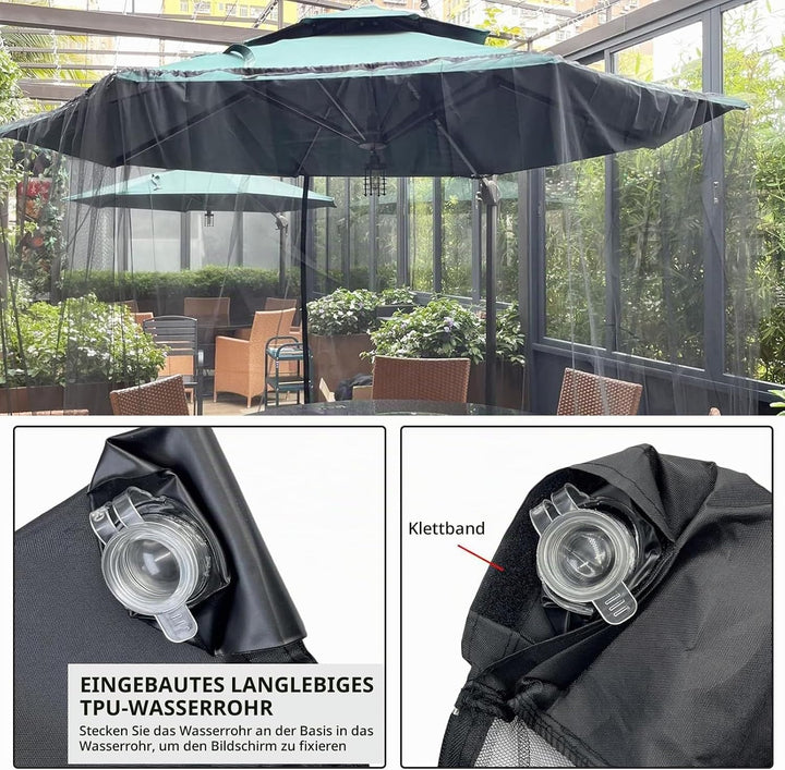 Pavillon Moskitonetz für Sonnenschirm, dellyy 300x300CM Fliegengitter Pavillon Quadrat mit Fliegengi