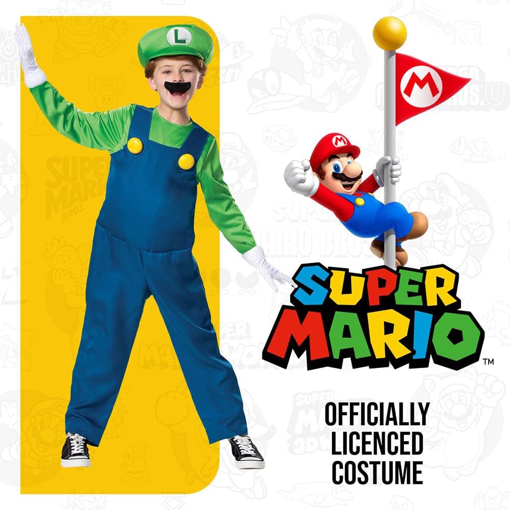 Super Mario Bros Jungen Luigi Deluxe Kids Luigi Kostum Einheitsgrösse Luigi, Einheitsgrösse Luigi