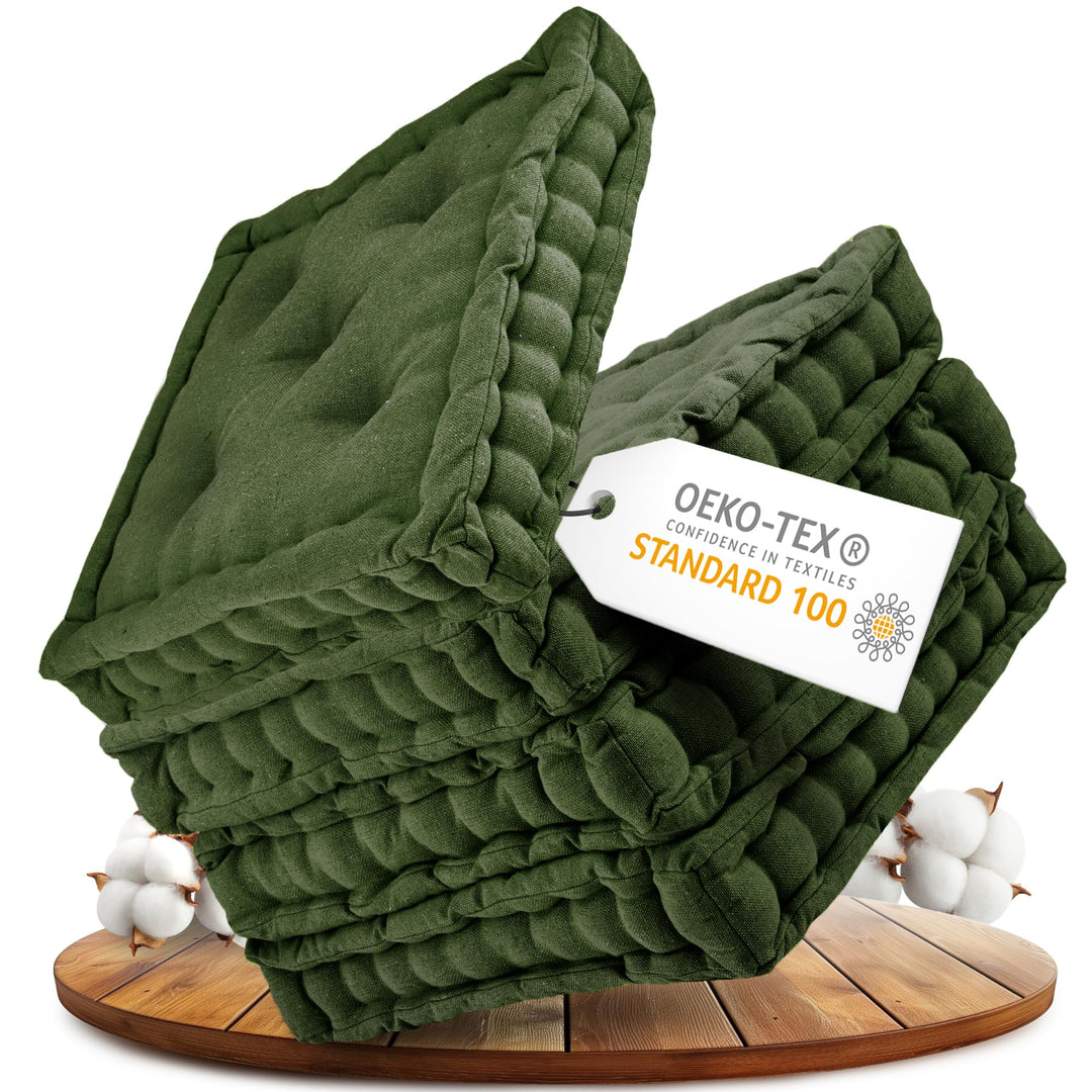 Gräfenstayn® 4er-Set Sitzkissen Stuhlkissen 40x40x8cm für Indoor und Outdoor aus 100% Baumwolle Dick