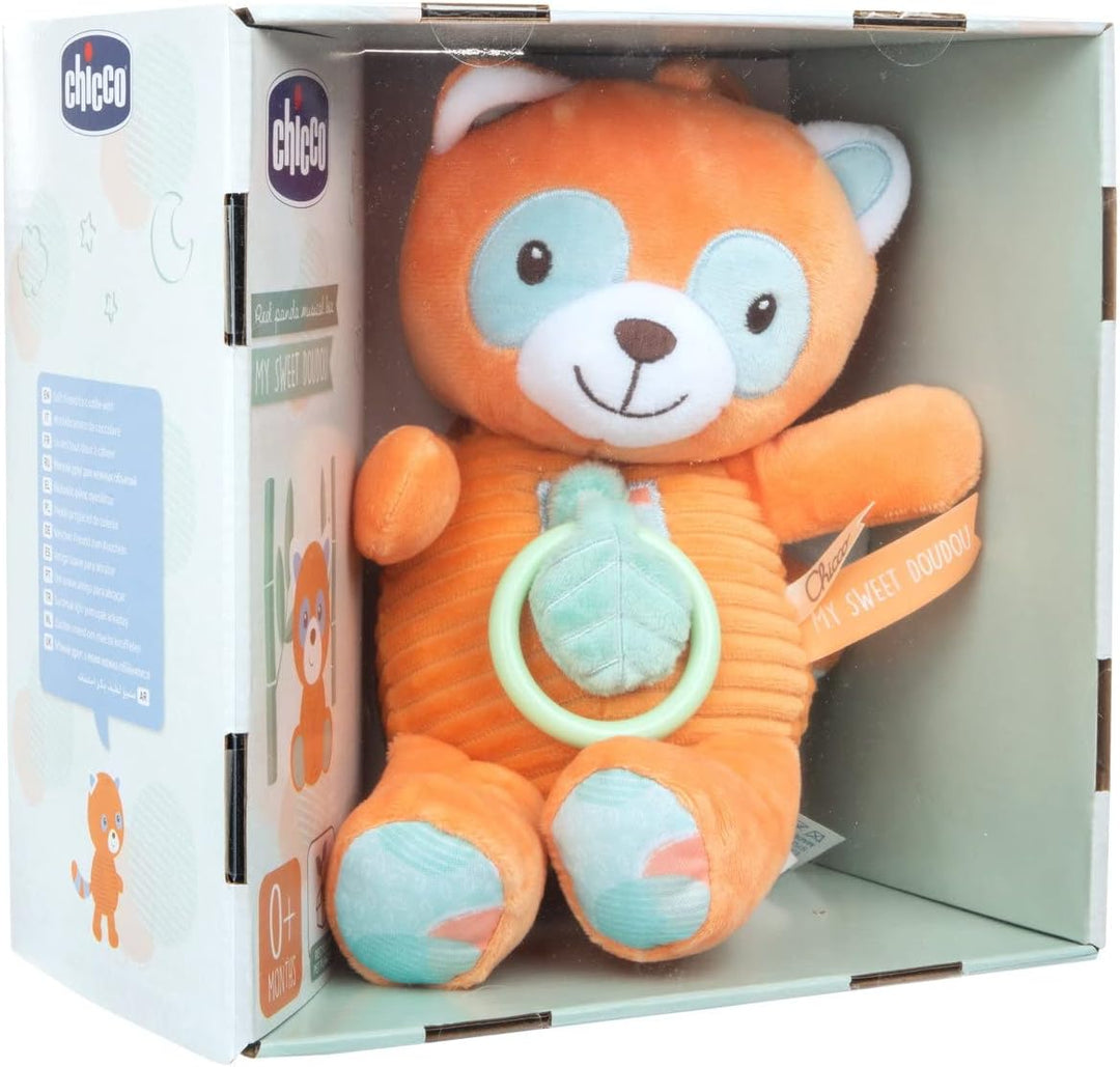 Chicco - Spieluhr Panda Rot, My Sweet Doudou, Kinderbett, aus weichem Velours, mit süsser Melodie, 0
