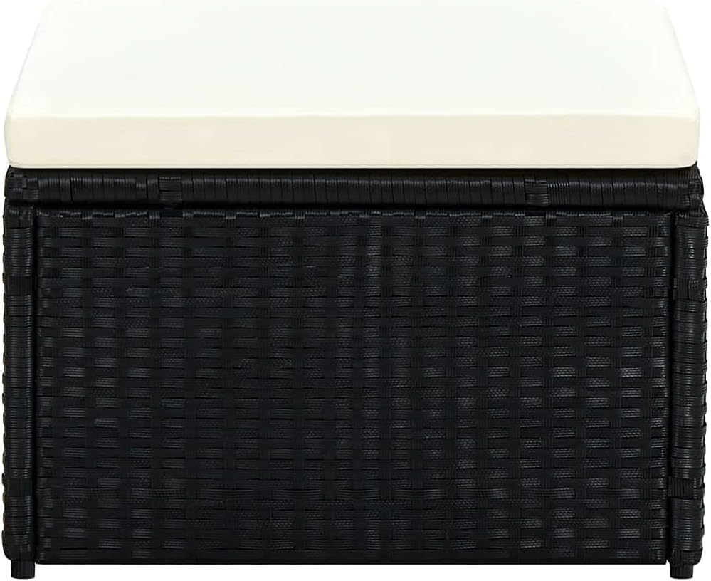 vidaXL Hocker mit Kissen Sitzhocker Balkon Gartenhocker Fusshocker Rattanhocker Gartenmöbel Sitzhock