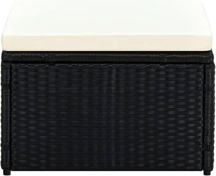 vidaXL Hocker mit Kissen Sitzhocker Balkon Gartenhocker Fusshocker Rattanhocker Gartenmöbel Sitzhock
