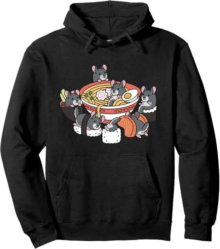 Ramen Sushi Eigentlichen Chinchillas Haustier Pullover Hoodie