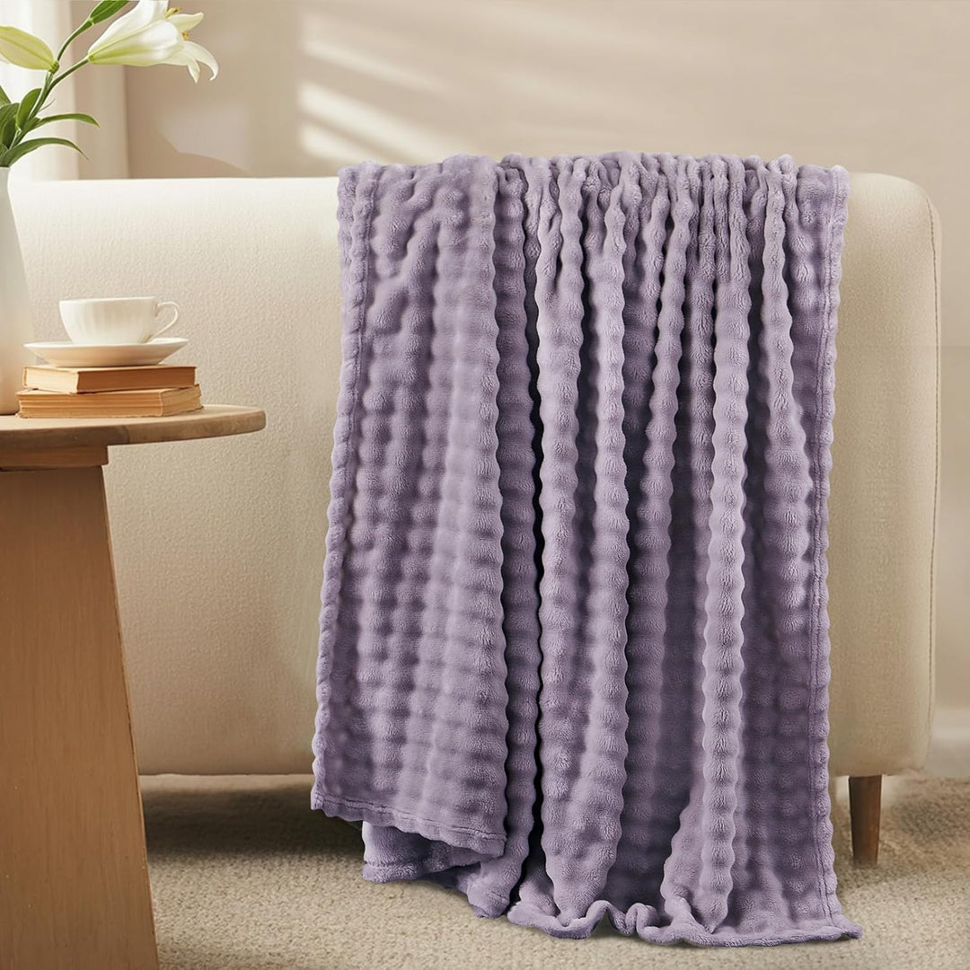 RUIKASI Bubble Decke Kuscheldecke Flauschig Violett - 150x200cm Sofadecke & Couchdecke aus Plüsch, W