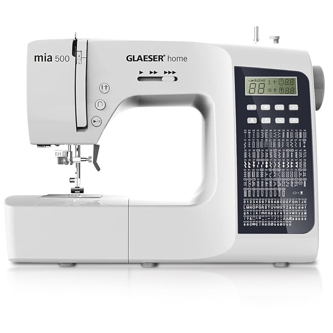 GLAESER Digitale Nähmaschine Home mia 500 300 Stich-Varianten Doppelnadel LED Display Einklappbarer