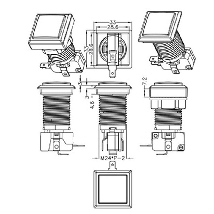 EG STARTS 10 x Arcade Square quadratische LED beleuchtet Druckknopf mit Micro Schalter für Arcade Ma