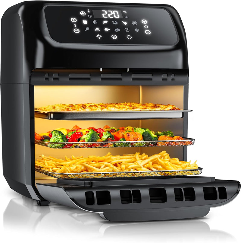 Arendo - 4 in 1 Heissluftfritteuse 12 Liter - Grill - Dörrautomat - Backofen - Air Fryer - LED-Touch