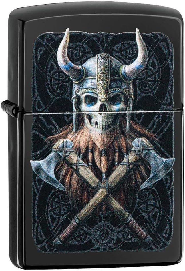 Zippo 49106 Unisex-Erwachsene Anne Stokes 2021 Viking Skull Design High Polish Blackpocket Classic L