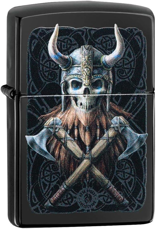 Zippo 49106 Unisex-Erwachsene Anne Stokes 2021 Viking Skull Design High Polish Blackpocket Classic L